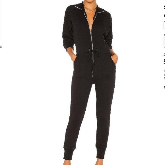 Marissa Webb Red Eye French Terry Zip Front Jumpsuit in black size XS - Picture 2 of 6